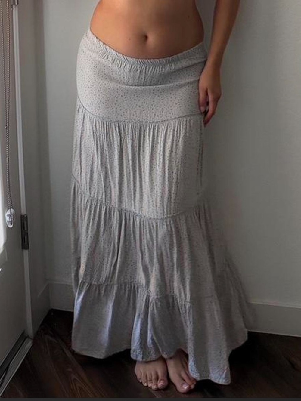 Brandy Melville Light Gray Tiered Maxi Skirt - Women